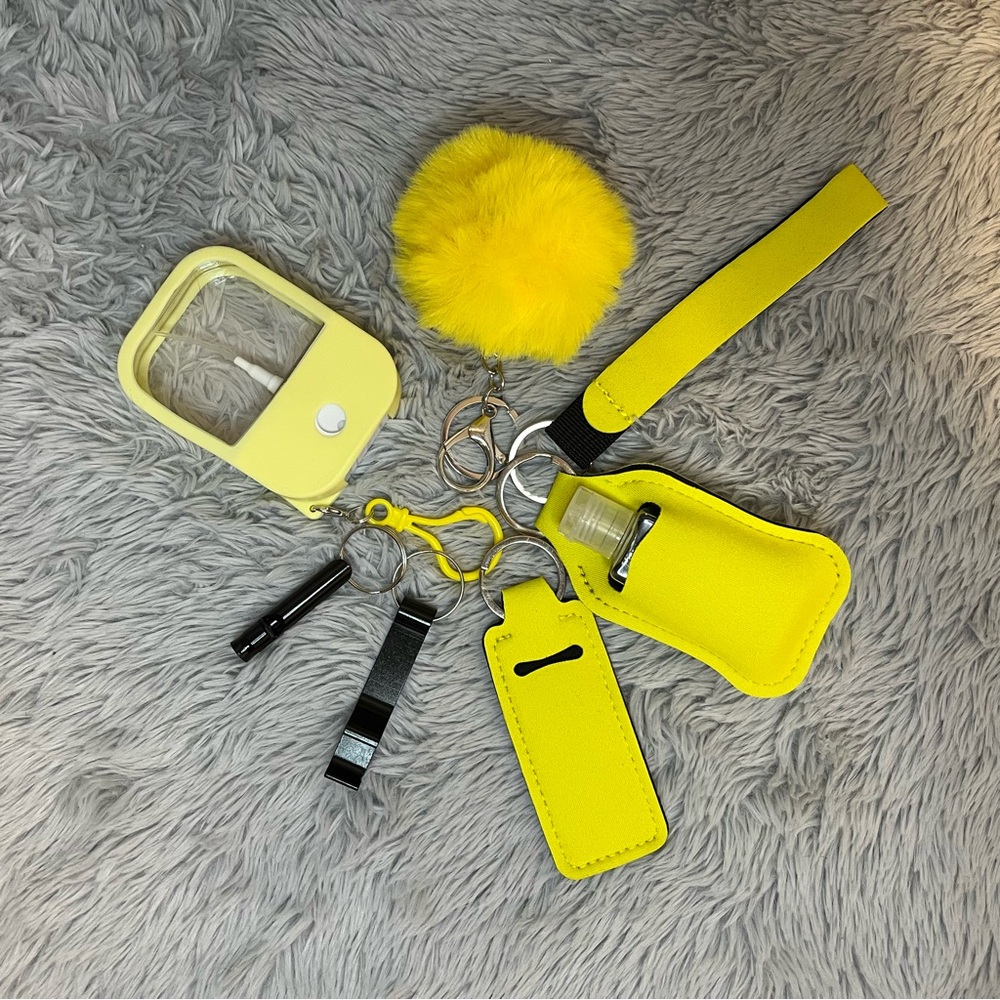 8pcs Yellow Safety Keychain Set